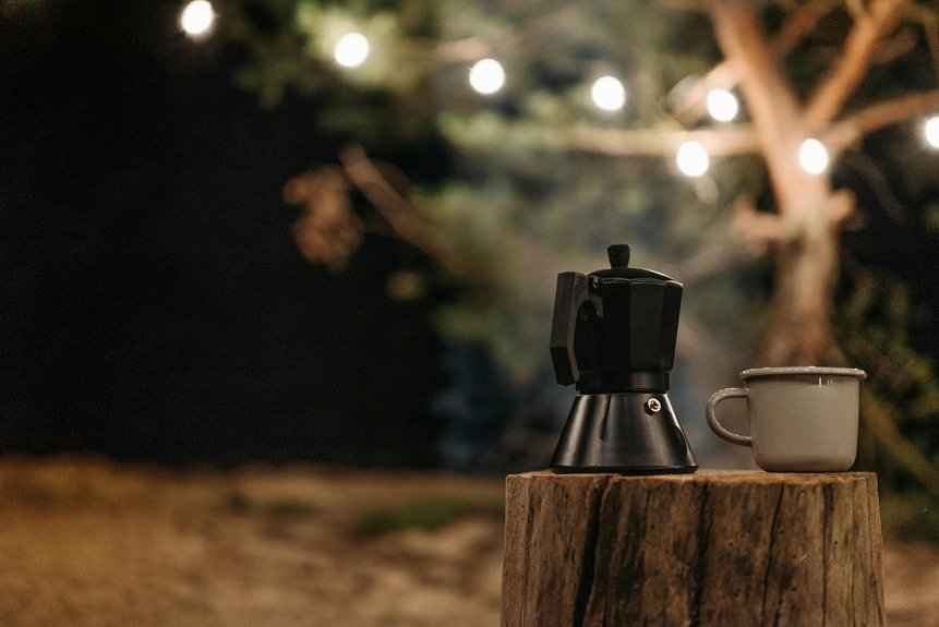 brewing coffee while camping